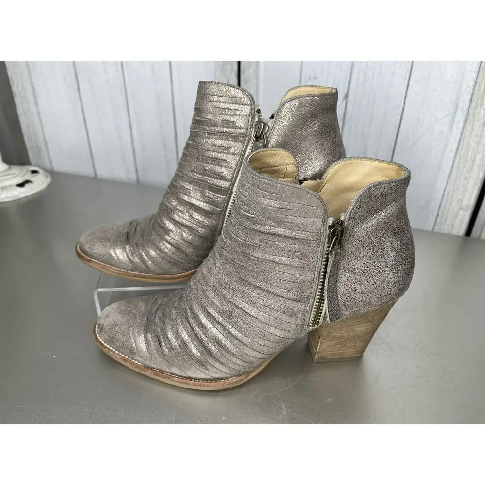 Paul Green Metallic Zip Boots Heels Shoes Moto Size UK 5 Women's US 7.5